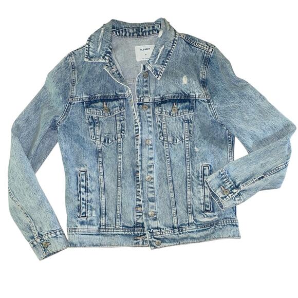 Old Navy Distressed Denim 100% Cotton Jean Jacket Medium - Picture 2 of 13